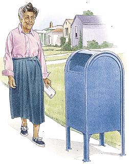 Γυναίκα με τα πόδια στο γραμματοκιβώτιο.